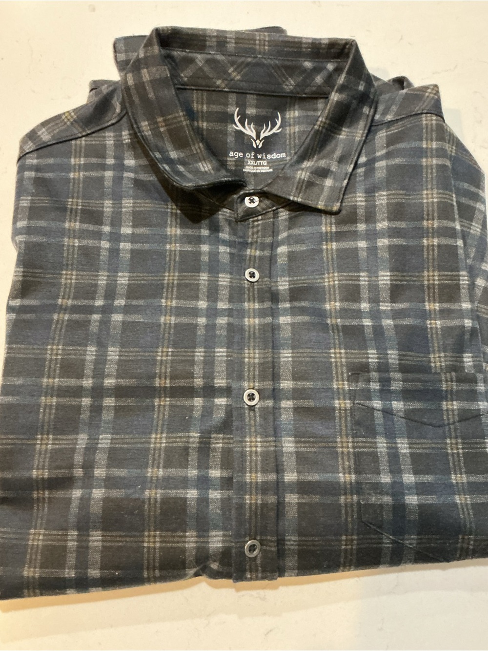 Age of Wisdom Men's Gray Plaid Button-Down Shirt